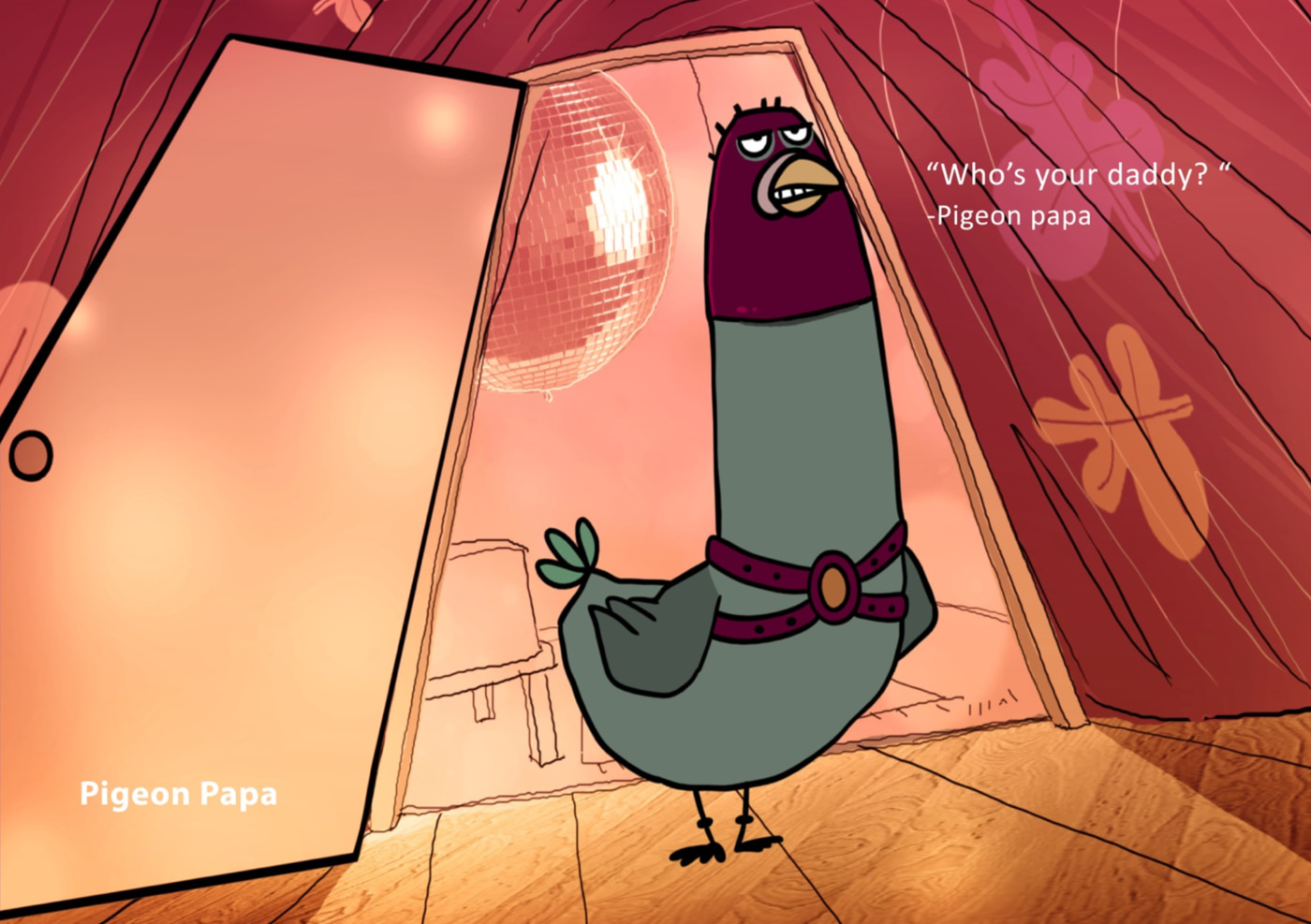 Squeers animated series pitch bible based on the comic by Roberto Millan. Pigeon Papa character bio.  Directed by Matt Torode.